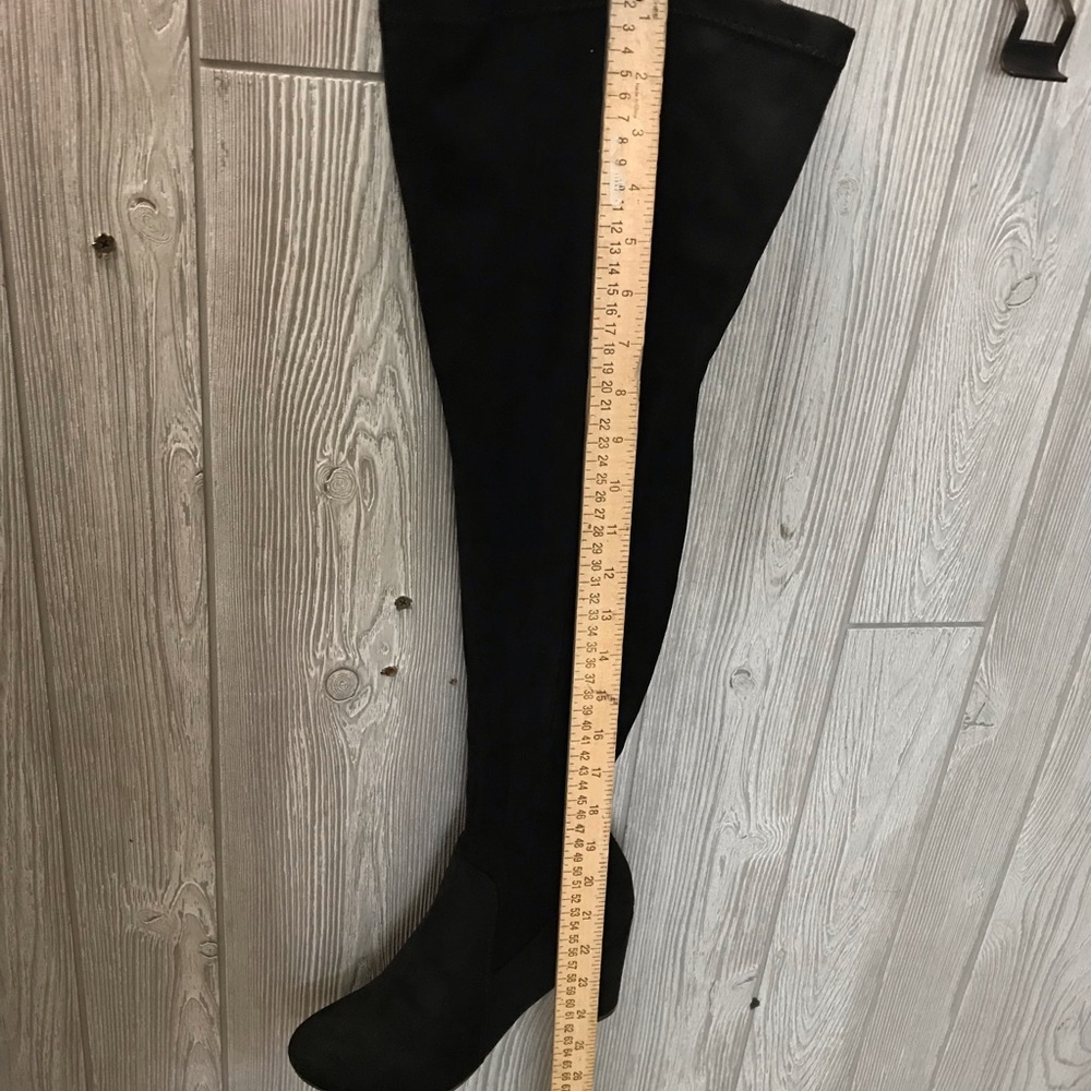 Faux Suede Over The Knee Chunky Heel Boot - Picture 5 of 5
